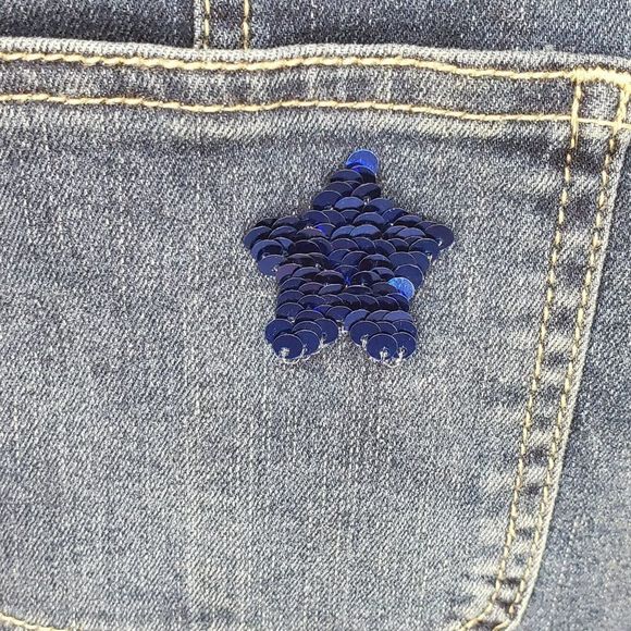 Justice Girl’s Denim Sequin American Flag Summer Shortalls Overalls Size‎ 12 - Picture 6 of 13